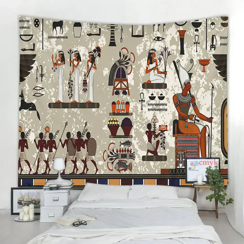 Maroon Green Egyptian Tapestry