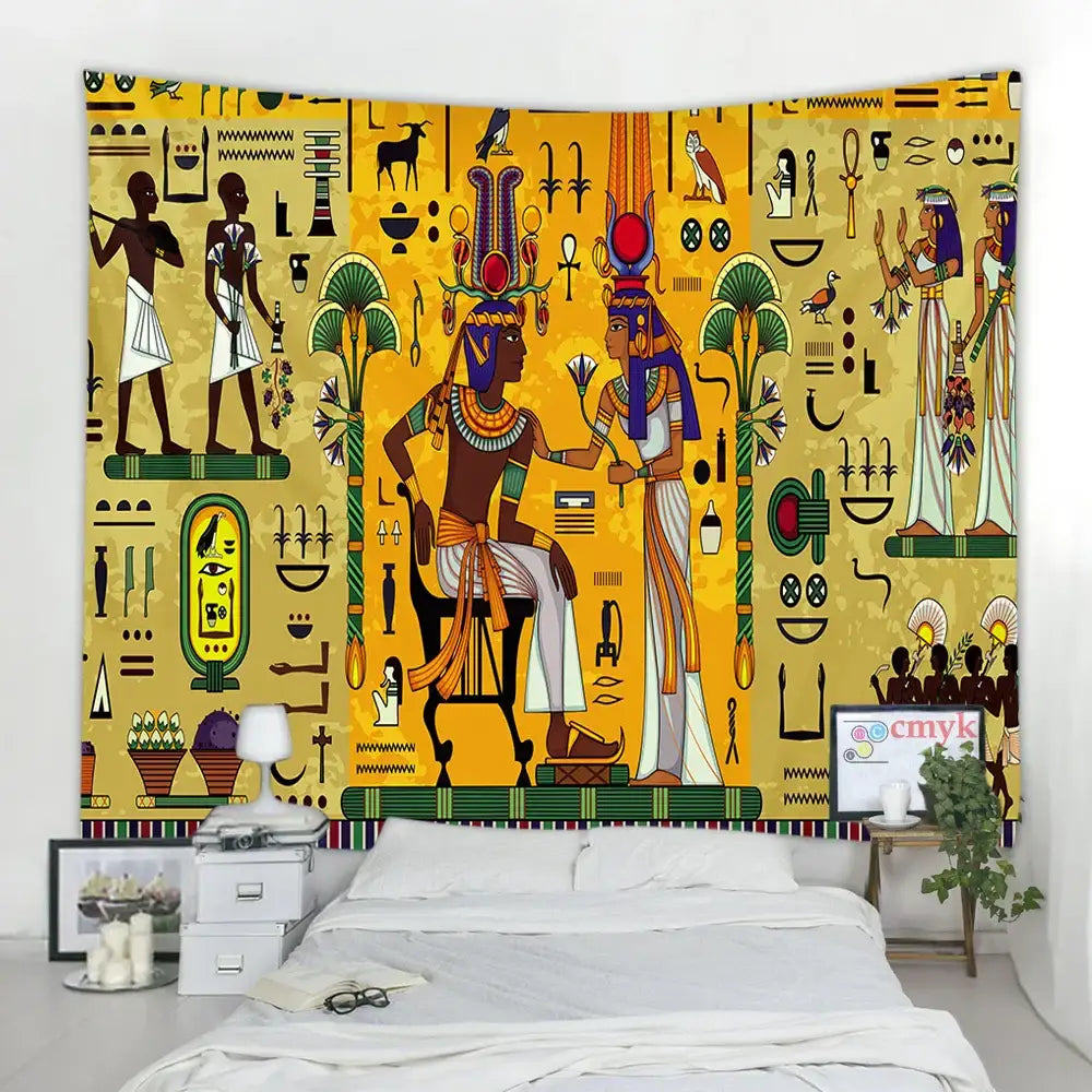 Maroon Green Egyptian Tapestry