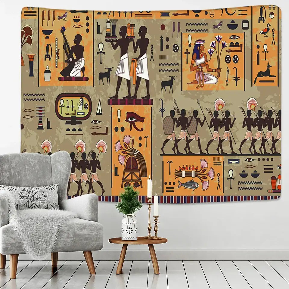Maroon Green Egyptian Tapestry