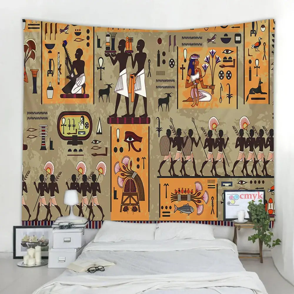 Maroon Green Egyptian Tapestry