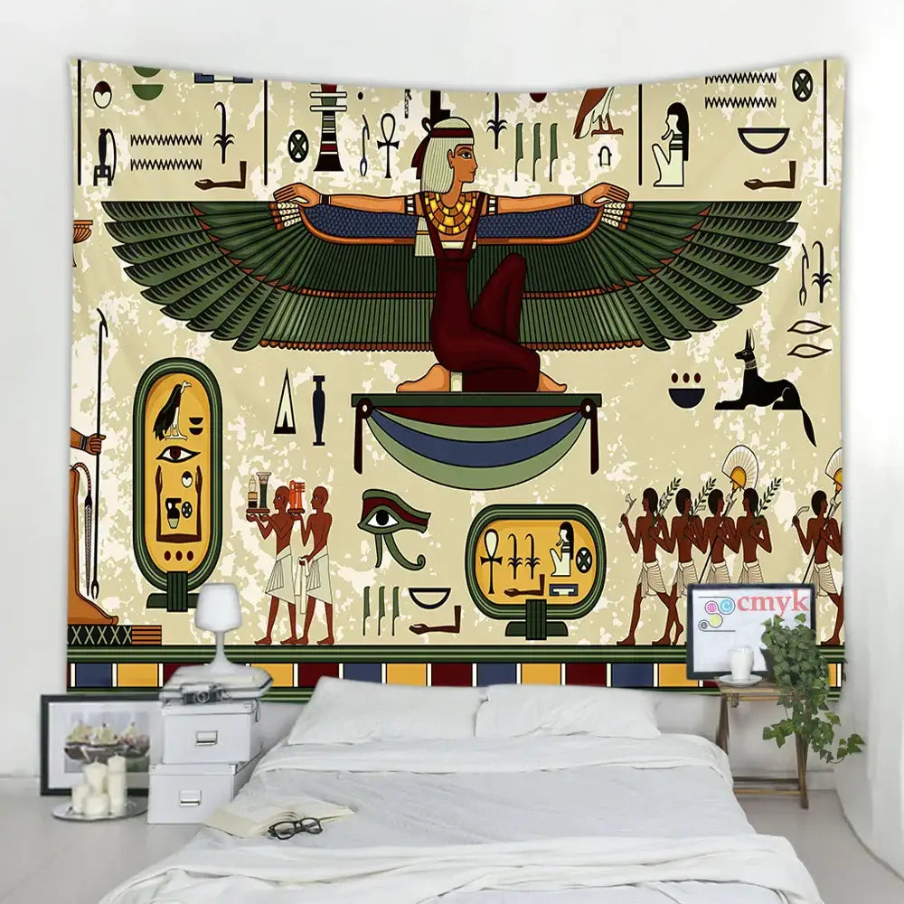 Maroon Green Egyptian Tapestry