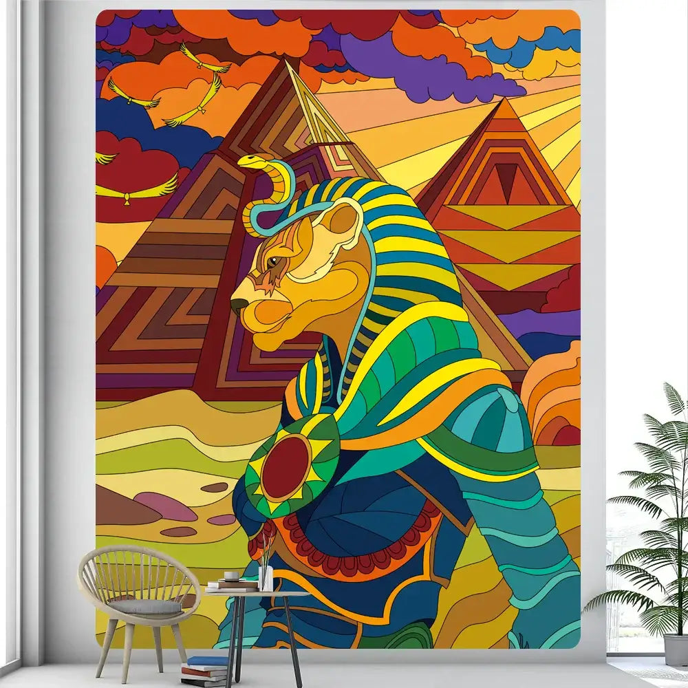 Green Anubis Psychedelic Tapestry