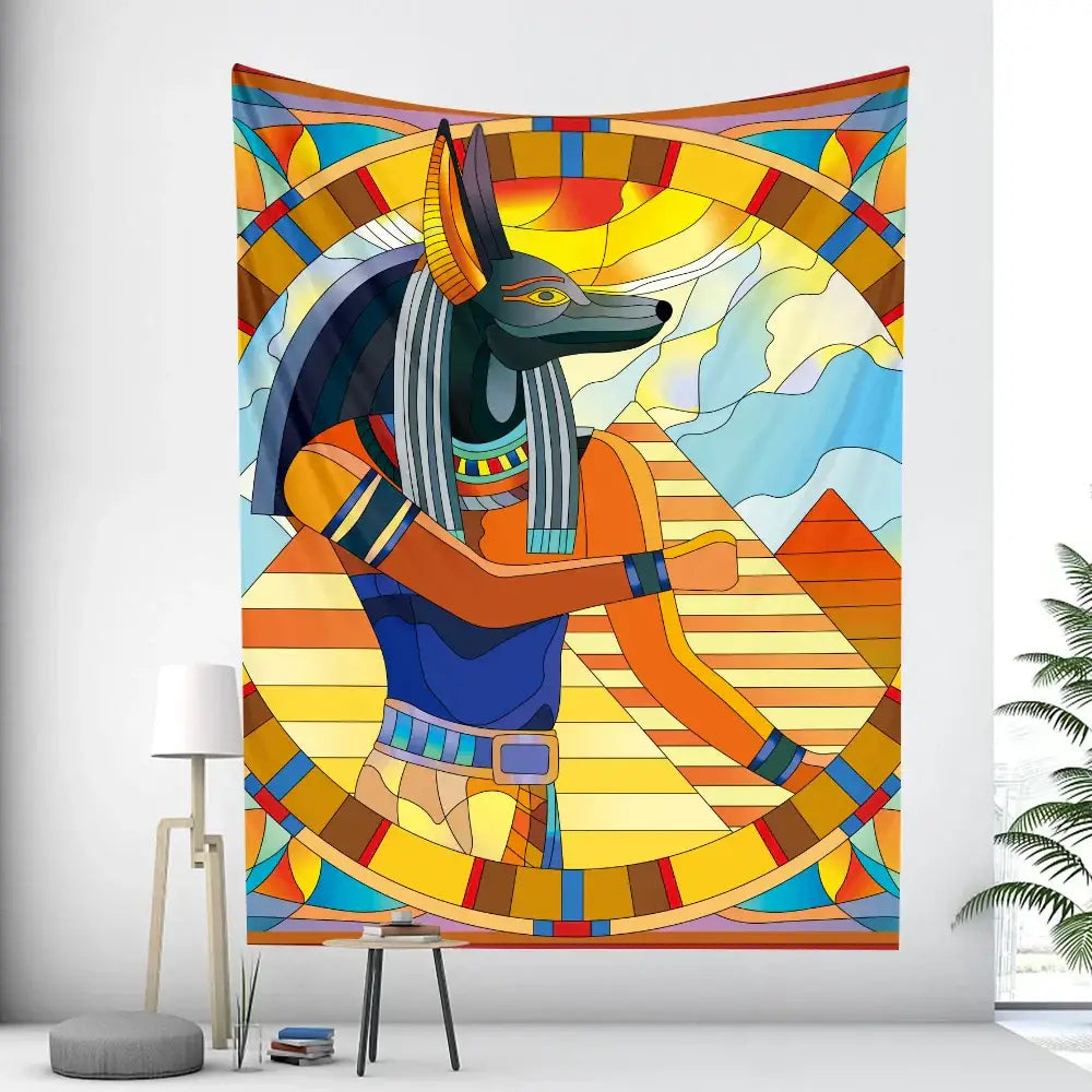 Green Anubis Psychedelic Tapestry