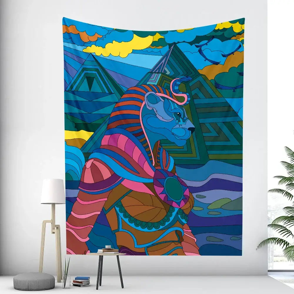 Green Anubis Psychedelic Tapestry