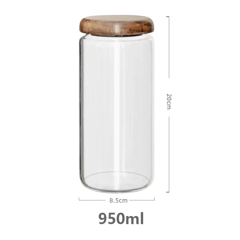 Acacia Glass Storage Jars