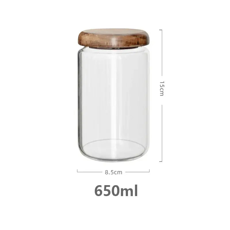 Acacia Glass Storage Jars