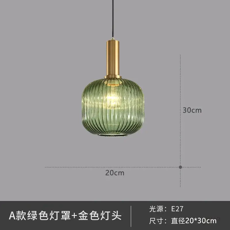 Amber Ribbed Glass Pendants