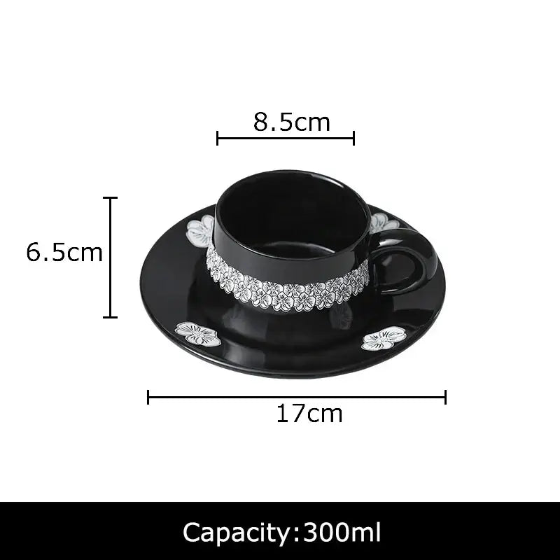 Black Floral Porcelain Set