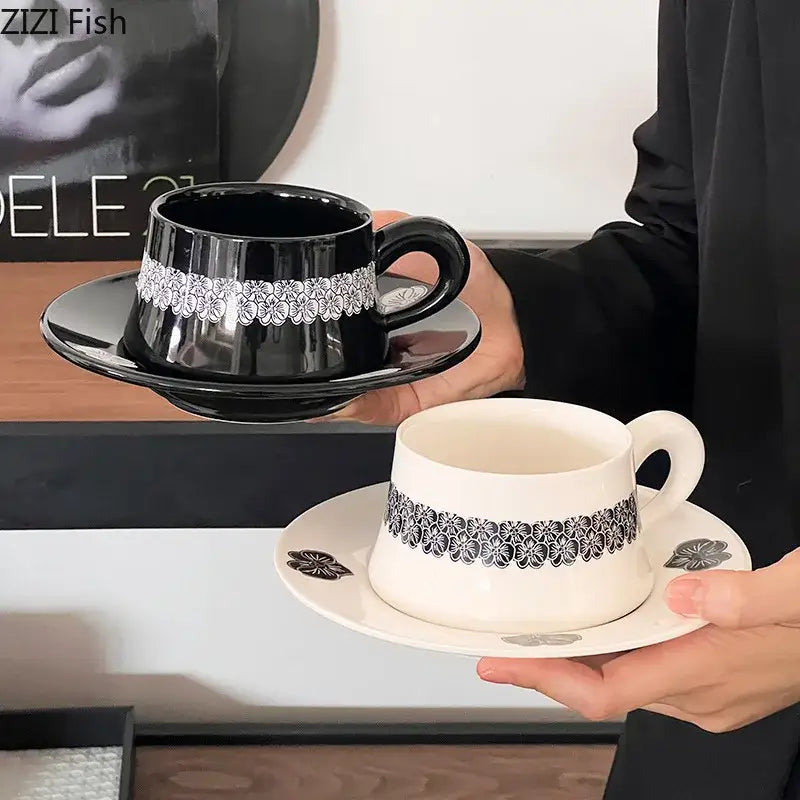 Black Floral Porcelain Set