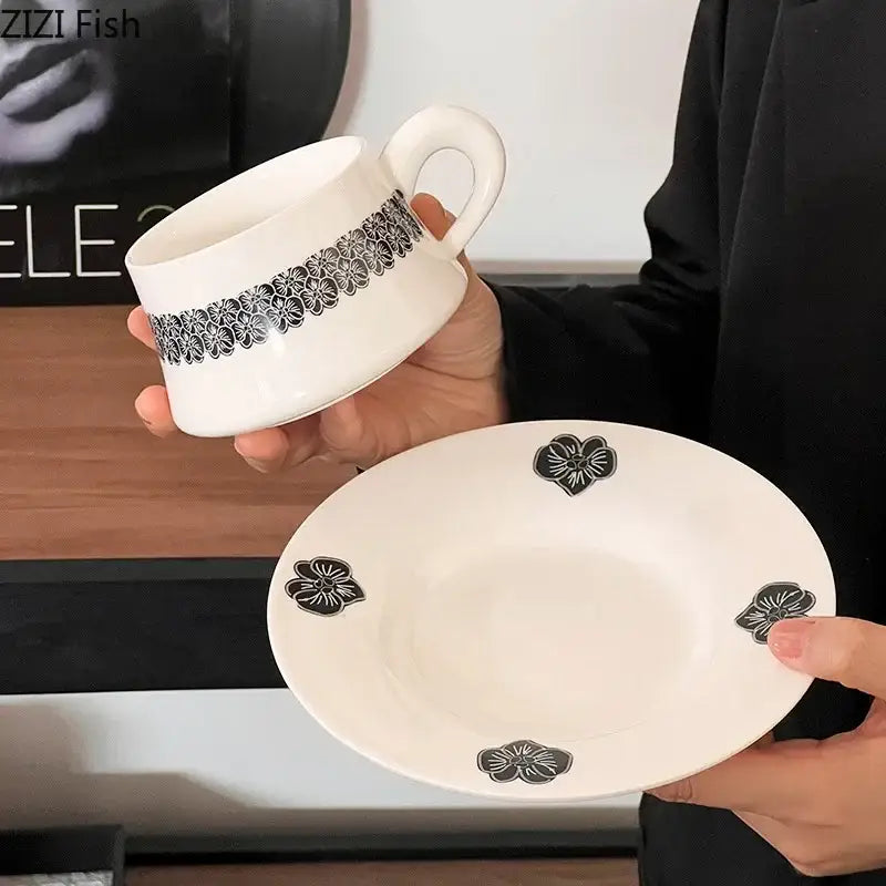 Black Floral Porcelain Set