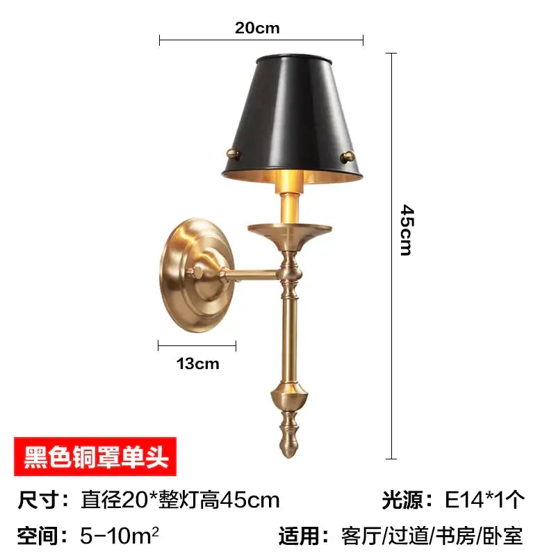 Black Gold Textured Shade Modern LED Wall Lamp