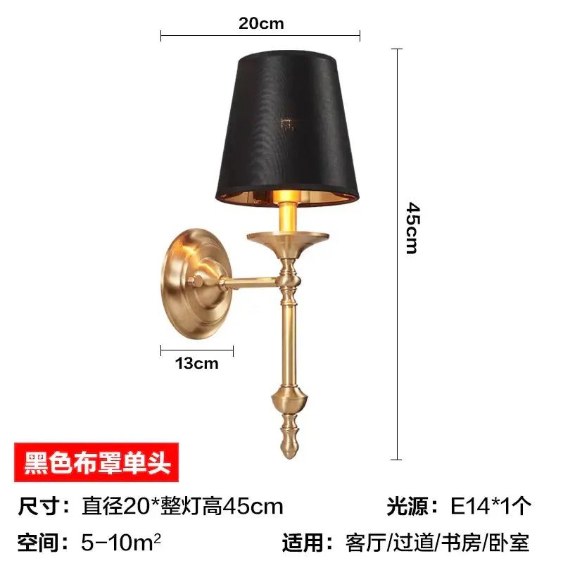 Black Gold Textured Shade Modern LED Wall Lamp