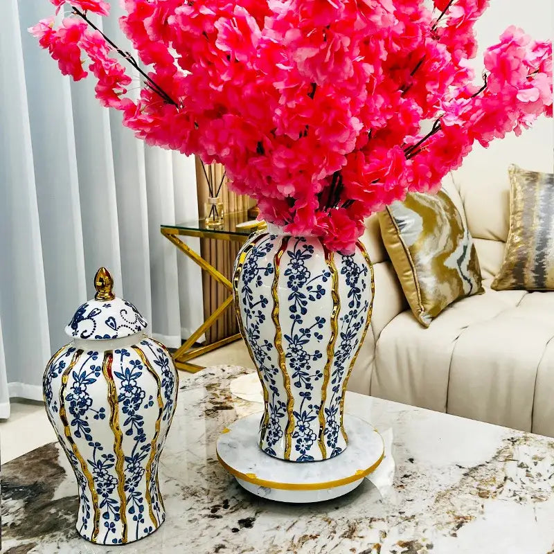 Blue Ceramic Ginger Jar