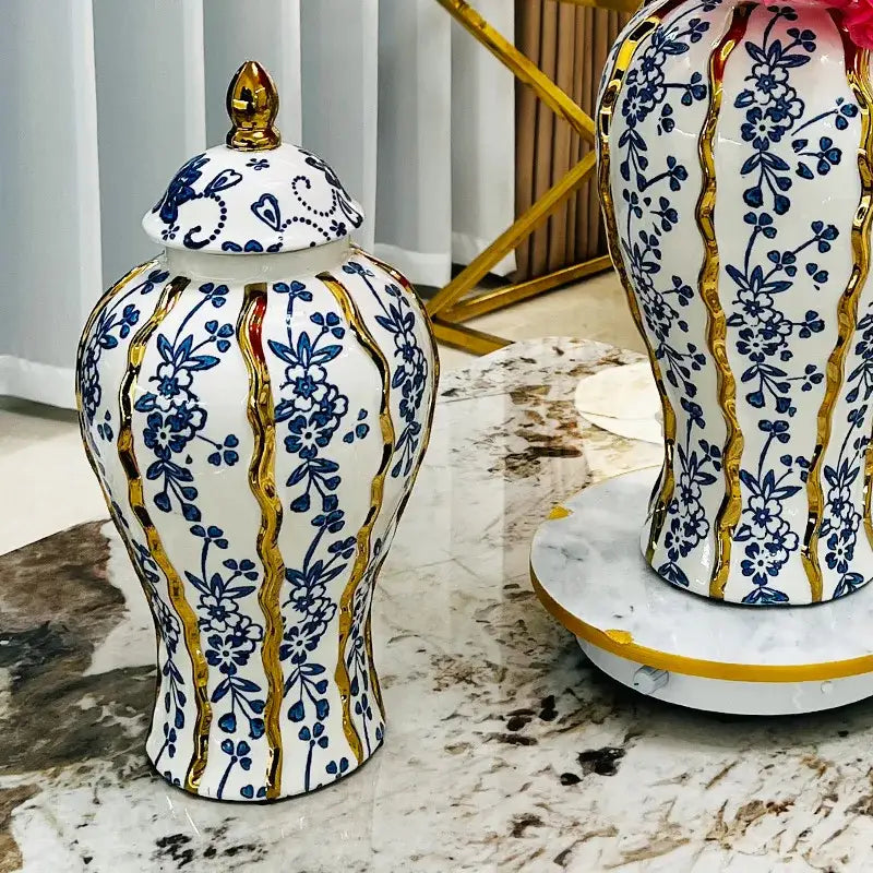 Blue Ceramic Ginger Jar
