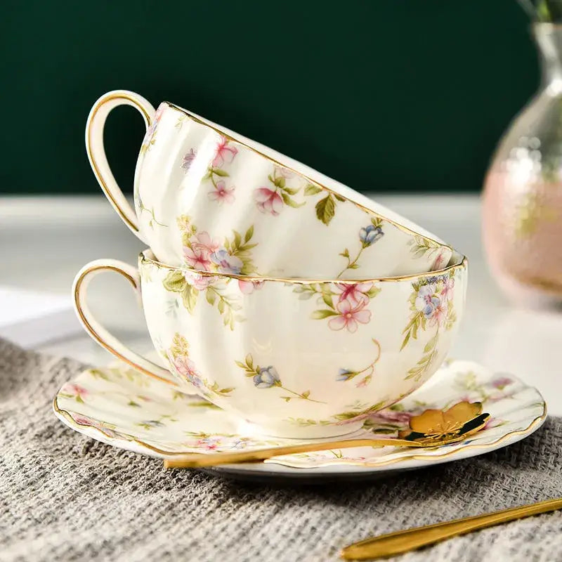 Floral Porcelain Tea Set With Cup and Saucer