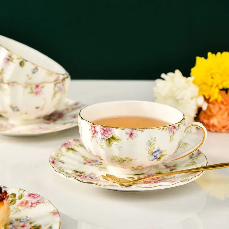 Floral Porcelain Tea Set With Cup and Saucer