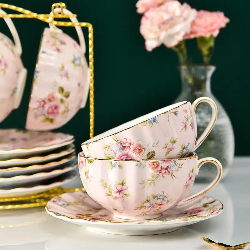 Floral Porcelain Tea Set With Cup and Saucer