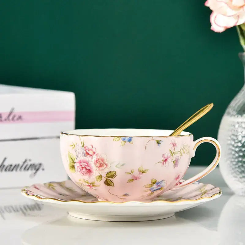 Floral Porcelain Tea Set With Cup and Saucer