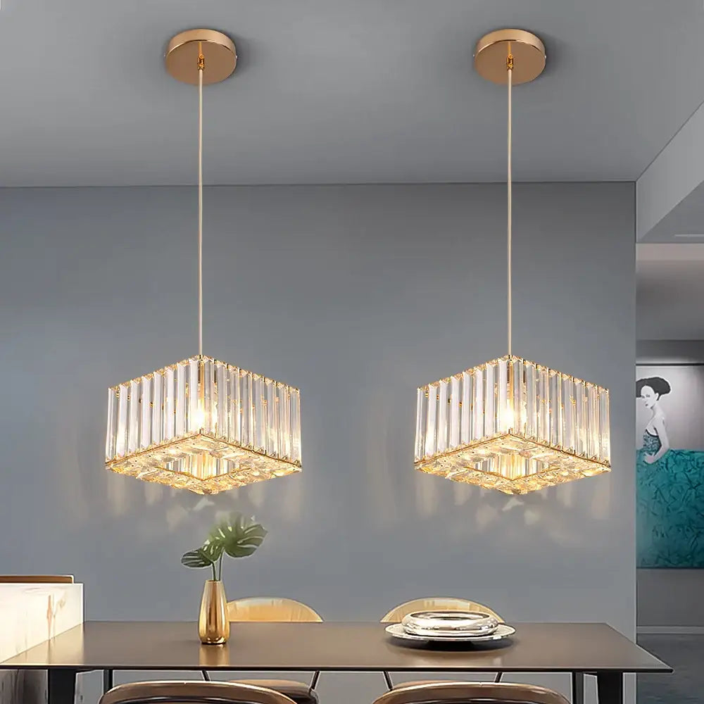 Brass Crystal LED Dining Area Pendant