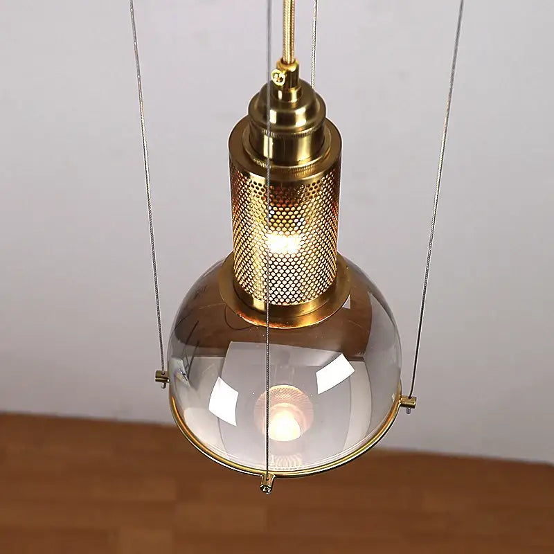 Brass Crystal Pendant Light with LED Glow
