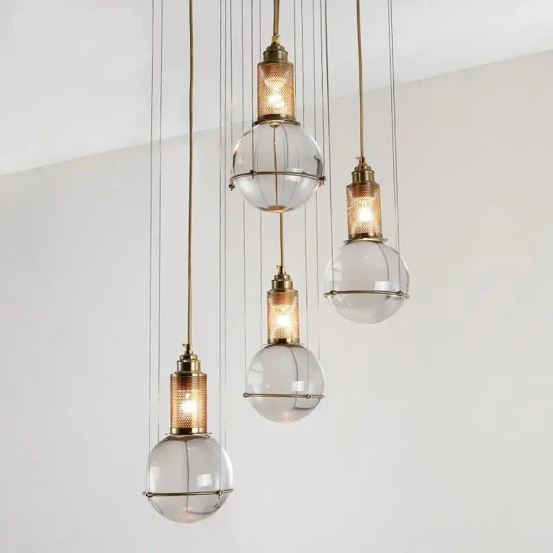 Brass Crystal Pendant Light with LED Glow