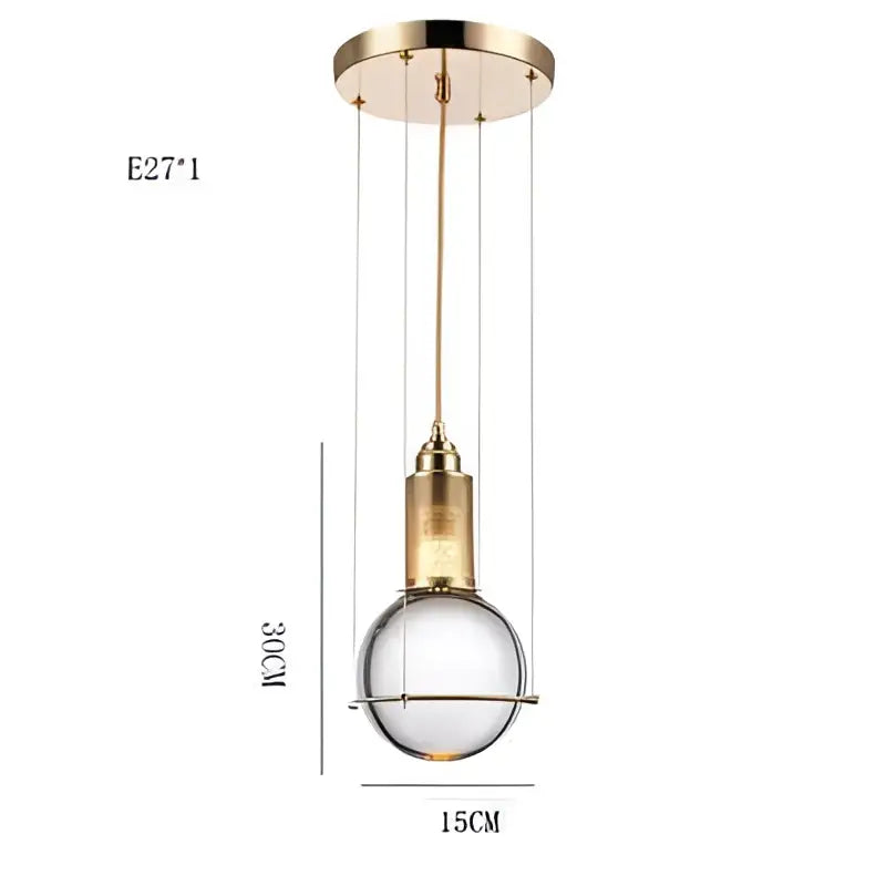 Brass Crystal Pendant Light with LED Glow