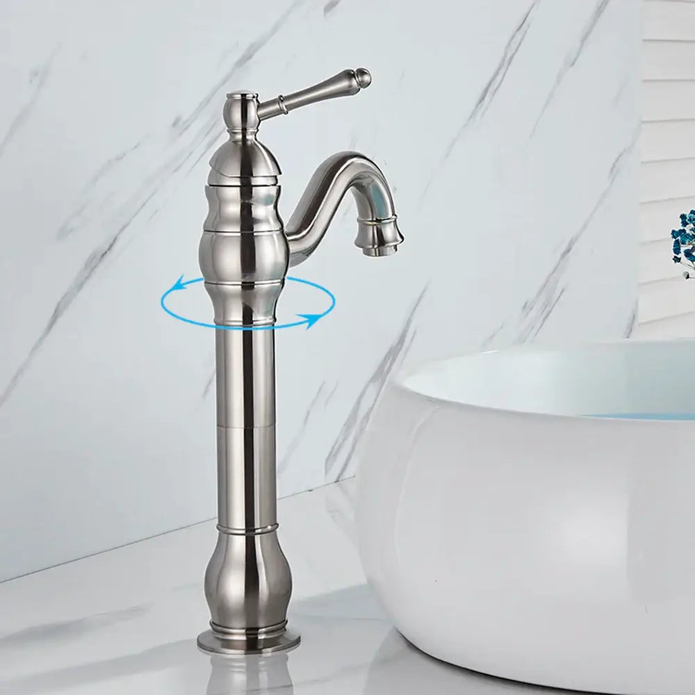 Nickel Single Handle Faucet with Swivel Spout