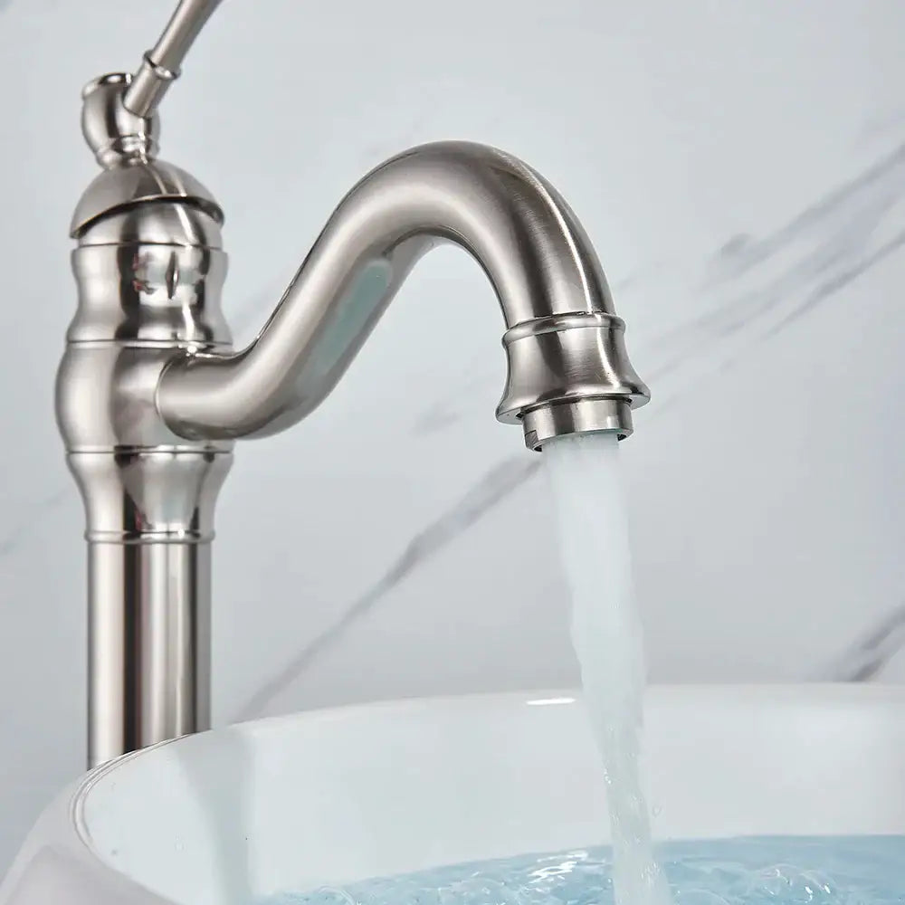 Nickel Single Handle Faucet with Swivel Spout