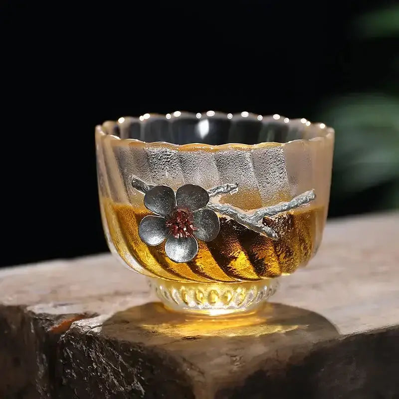 Carved Tin Glass Tea Set