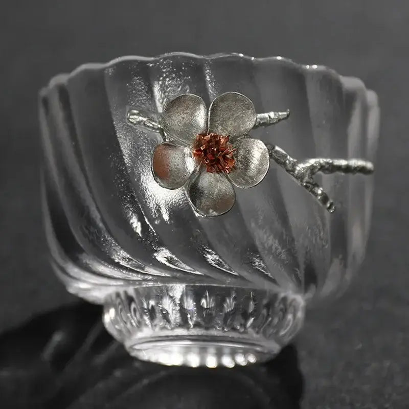 Carved Tin Glass Tea Set
