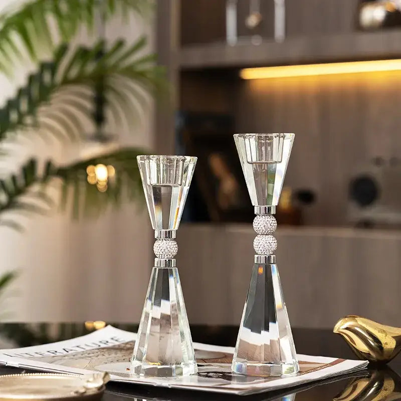Gold Crystal Candle Holder Set