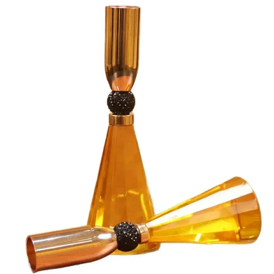 Gold Crystal Candle Holder Set