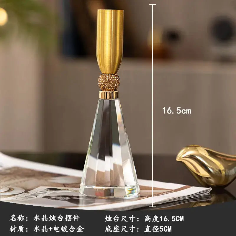 Gold Crystal Candle Holder Set