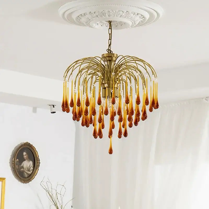 Amber Crystal Ceiling Chandelier