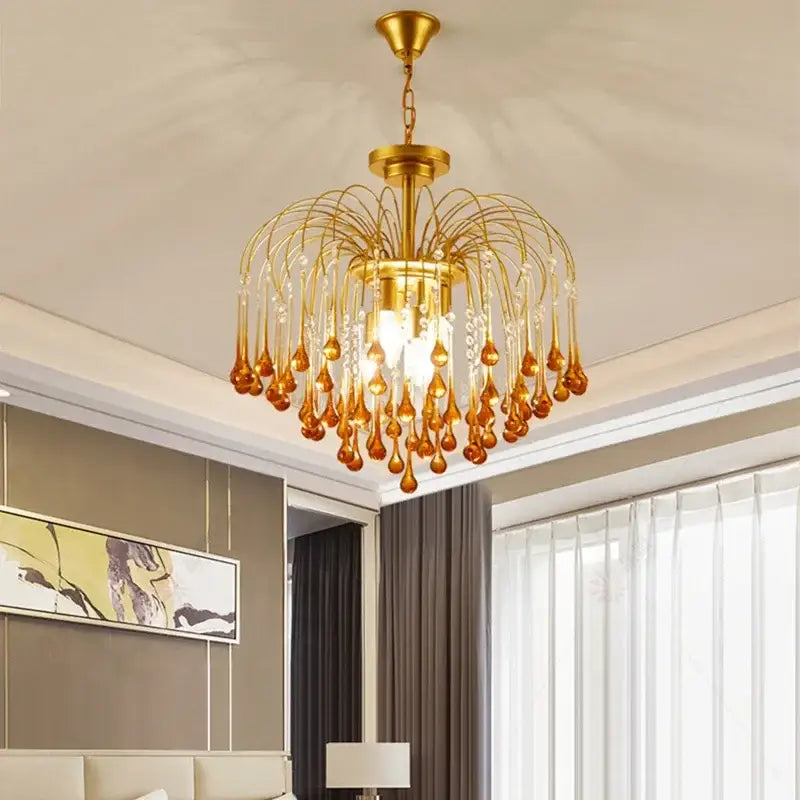 Amber Crystal Ceiling Chandelier