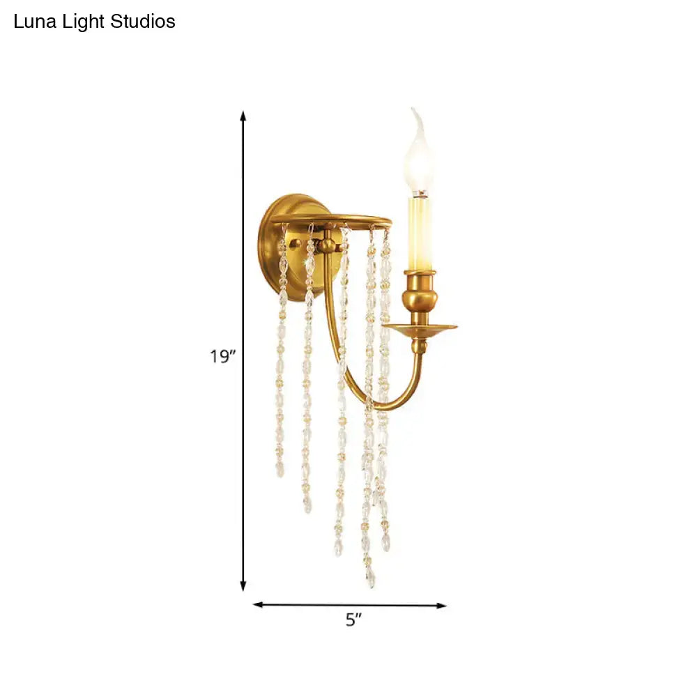 Gold Crystal Chain Design Wall Sconce