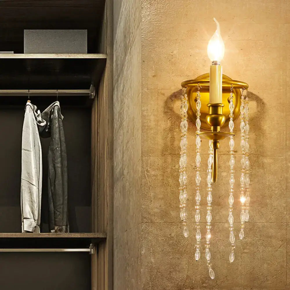Gold Crystal Chain Design Wall Sconce