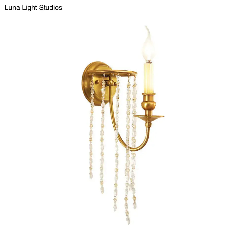 Gold Crystal Chain Design Wall Sconce