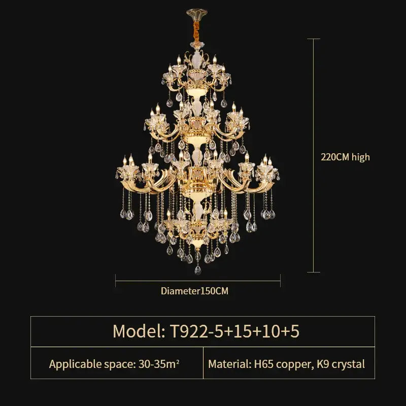 Gold Tiered Crystal Chandelier Up To 51 Heads