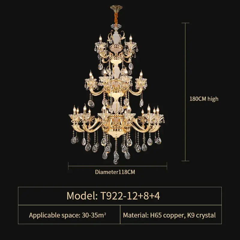 Gold Tiered Crystal Chandelier Up To 51 Heads