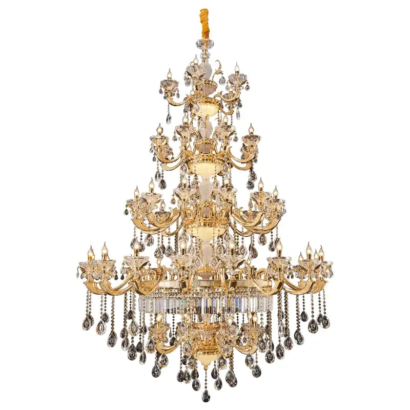 Gold Tiered Crystal Chandelier Up To 51 Heads