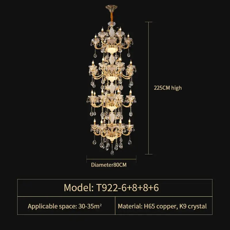 Gold Tiered Crystal Chandelier Up To 51 Heads