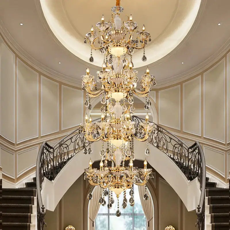 Gold Tiered Crystal Chandelier Up To 51 Heads