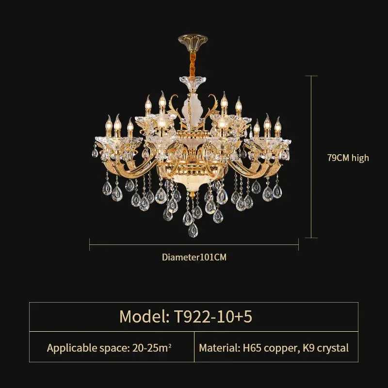 Gold Tiered Crystal Chandelier Up To 51 Heads