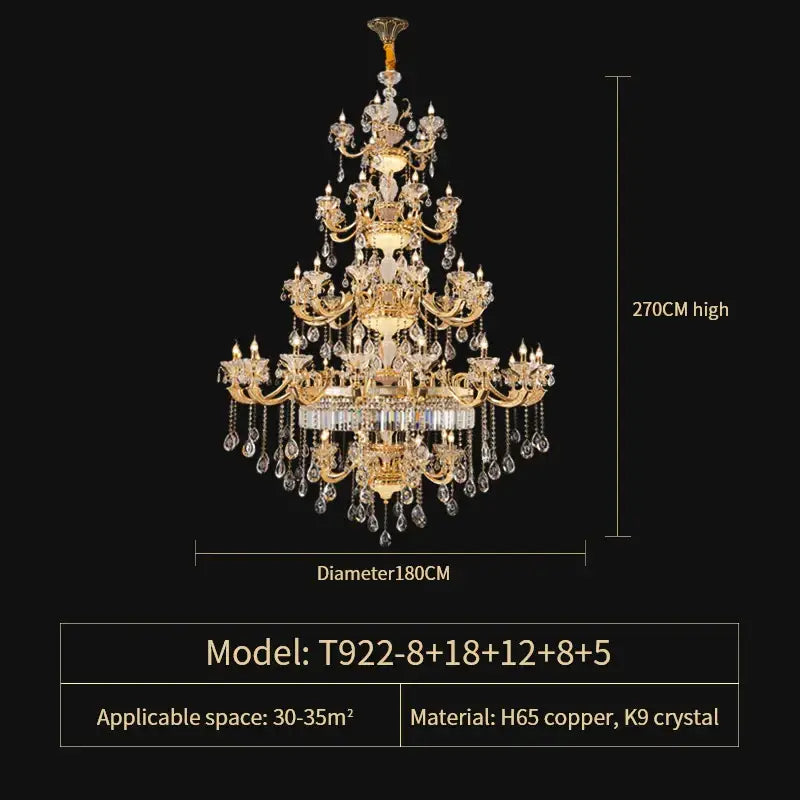 Gold Tiered Crystal Chandelier Up To 51 Heads