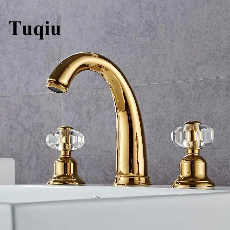 Gold Crystal Basin Faucet Hot and Cold Mixer