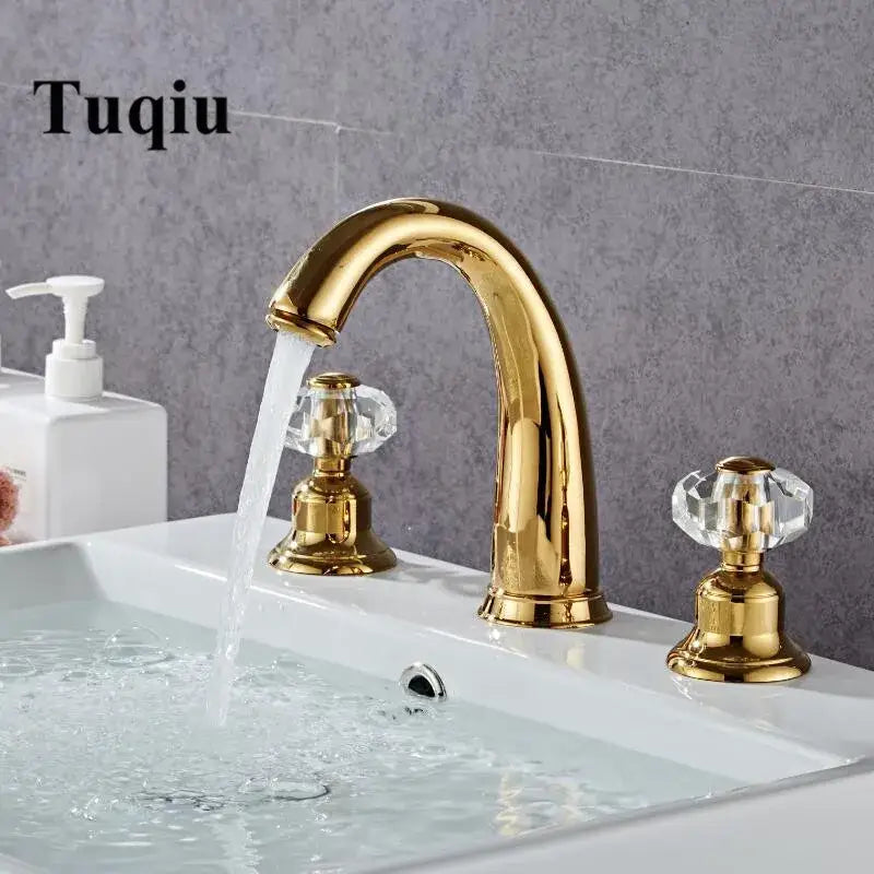 Gold Crystal Basin Faucet Hot and Cold Mixer