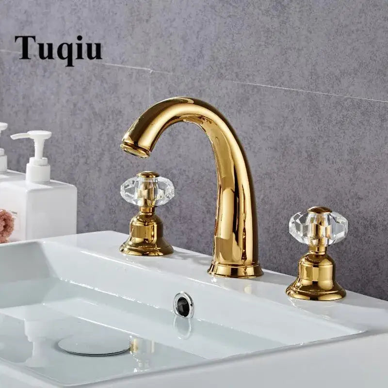 Gold Crystal Basin Faucet Hot and Cold Mixer