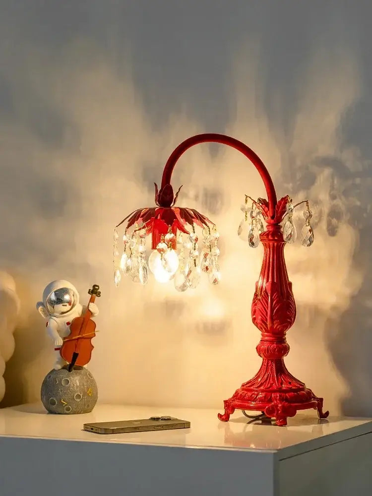 Red Crystal Table Lamp
