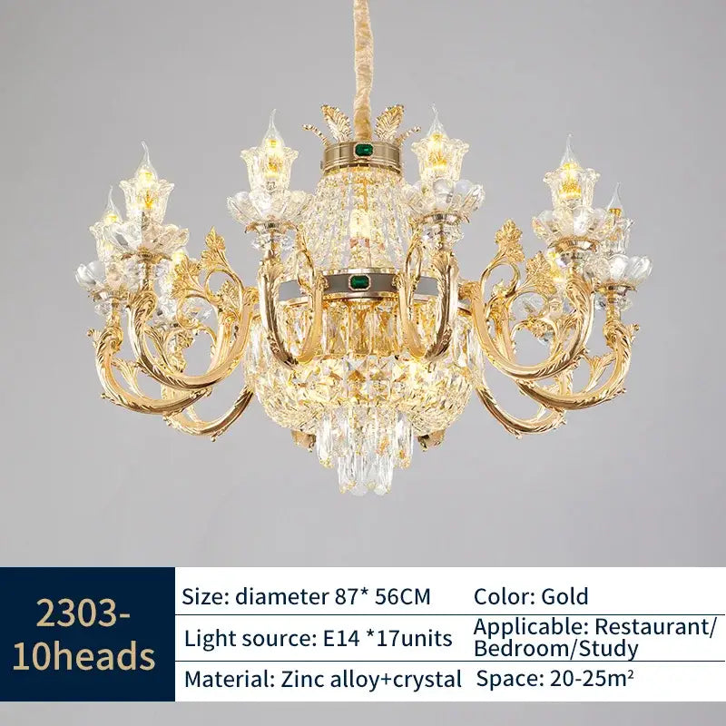Gold Duplex Crystal Chandelier Up To 31 Heads